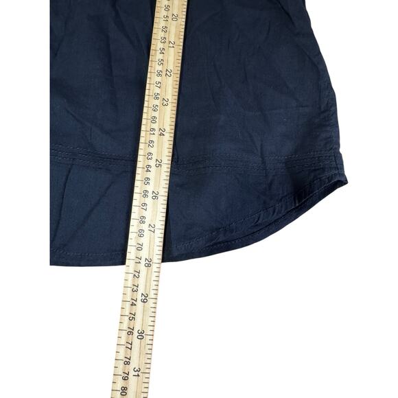 Desigual Womens Button Front Cambray Top Embroidered Navy Blue Shirt Size M  EUC - Picture 7 of 8